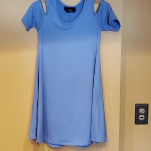 Say Anything Sky Blue Cold-Shoulder Midi Dress